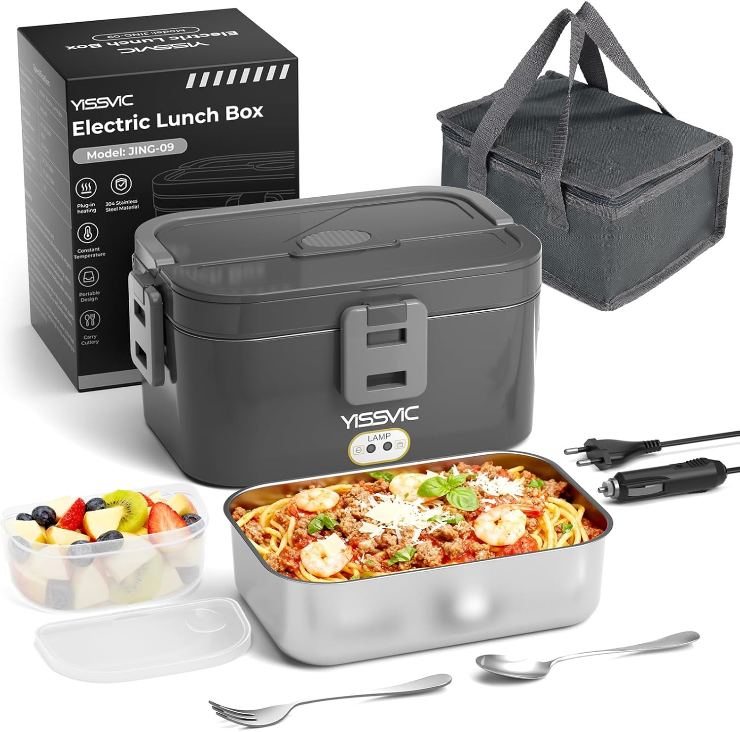Scaldavivande Camion 24V Auto 12V 80W - Lunch Box Elettrico 1.8L Inox