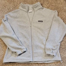 Womens COLUMBIA Light Gray Fleece Full Zip Jacket Coat XXL