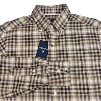 Cremieux Men's Shirt Size  S Classics Brown Plaid Long Sleeve Button Up  56