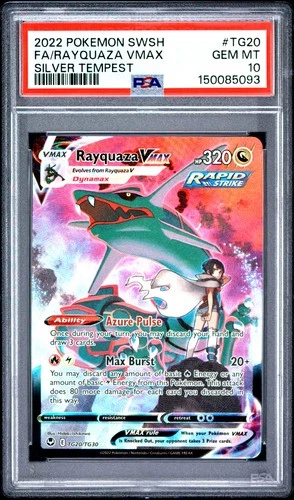 PSA 10 Rayquaza Vmax TG20/TG30 Silver Tempest Pokemon Card