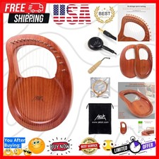 Lyre Harp, 16 Metal Strings Mahogany Lye Harp with Tuning Wrench,Spare String...