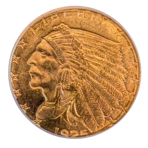 1925 D Gold Quarter Eagles $2 1/2 Indian Head ICG MS-64 BU UNC $2.50