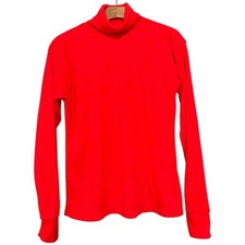 Roffe Skiwear Vintage Women  s M Bright Orange Long Sleeve Turtleneck Top Shirt