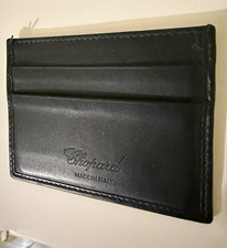 Chopard Black Leather Logo Card Holder Wallet for Men, Made in Italy