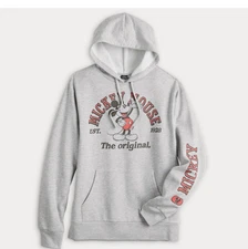 Disney Mickey Mouse Heather Gray Varsity Graphic Hoodie Men's Size Medium