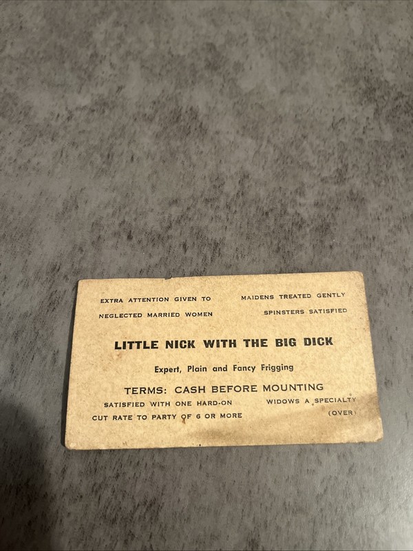 Vintage Adult Humor Novelty Wallet Card Little Nick With The Big Dick Racy