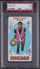 1969 TOPPS BASKETBALL #78 BOB LOVE, PSA 7 NM (CHICAGO BULLS) ROOKIE CARD. rookie card picture