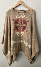Ralph Lauren Southwest Western Poncho Sweater Size L/XL Cotton Linen Blend