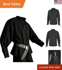 Men's Medieval Lace-Up Pirate Shirt - Comfort Fit for Halloween Parties