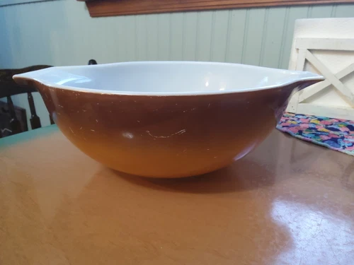 VTG Pyrex Brown Ombre 4 Qt Cinderella Mixing Bowl #444 Made in USA
