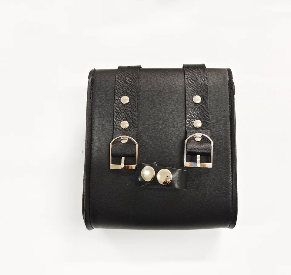 Bolsa universal para motocicleta horquilla delantera barra Sissy silla de montar bolsa de herramientas lateral cuero PU Foto 4 de 4