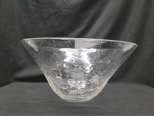 Large Blenko crackle glass bowl 13.75 inch BLOWN GLASS CENTERPIECE #5113 - Picture 8 of 18