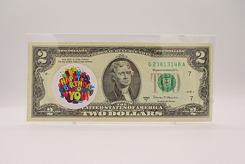 Happy Birthday $2 Bill Uncirculated Genuine US Currency, Collectable, Keepsake - Picture 13 of 13