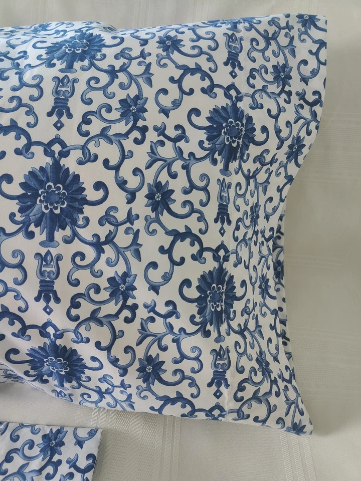 Ralph Lauren PORCELANA ROSETA AZUL 2 ESTANDARD Fundas de Almohada ¡¡Nuevas!!! Foto 4 de 4