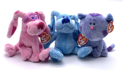 BLUES CLUES COLLECTION BEANIE BABIES PERIWINKLE BLUE MAGENTA NWT