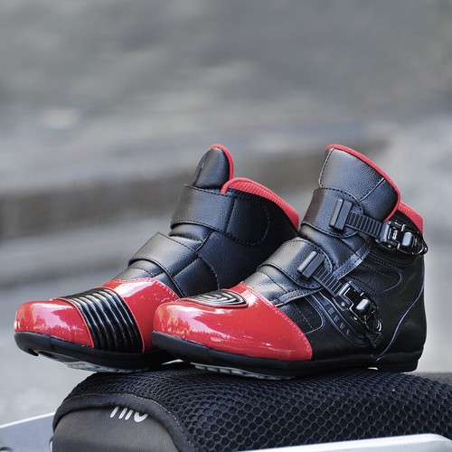 Mens Racing Boots Outdoor Road Motorcross Riding Shoes Motorcycle Sneakers Black - Picture 9 of 14
