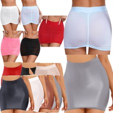 Women's See Through Sheer Mini Thight Skirt Hip Wrap Lingerie Skirt Nightwear