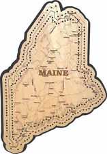 Maine State Shape Road Map Cribbage Board