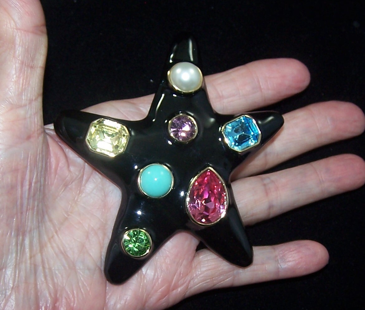 KJL KENNETH J. LANE Huge Black Enamel Multi-color… - image 4