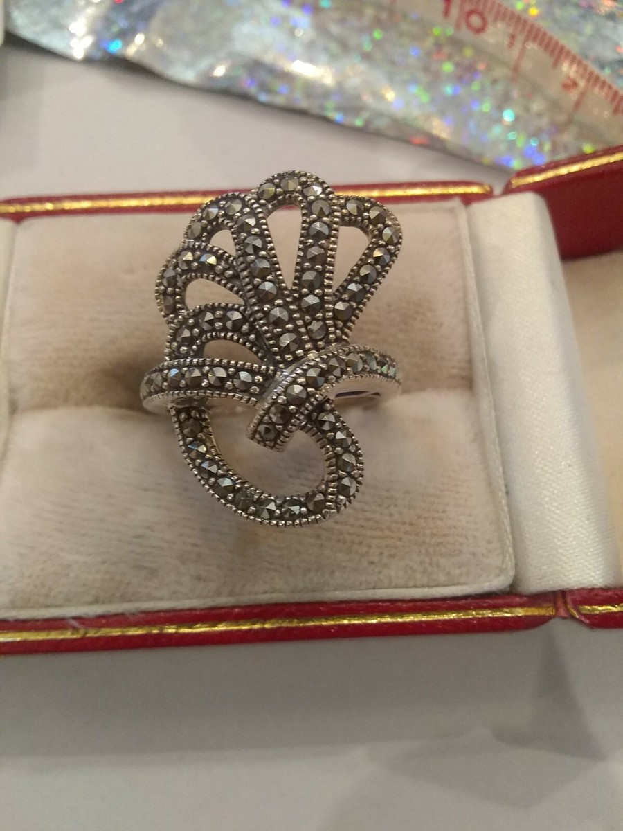 NF VINTAGE 925 SWIRLY MARCOSITES BAND RING SIZE 6 | eBay