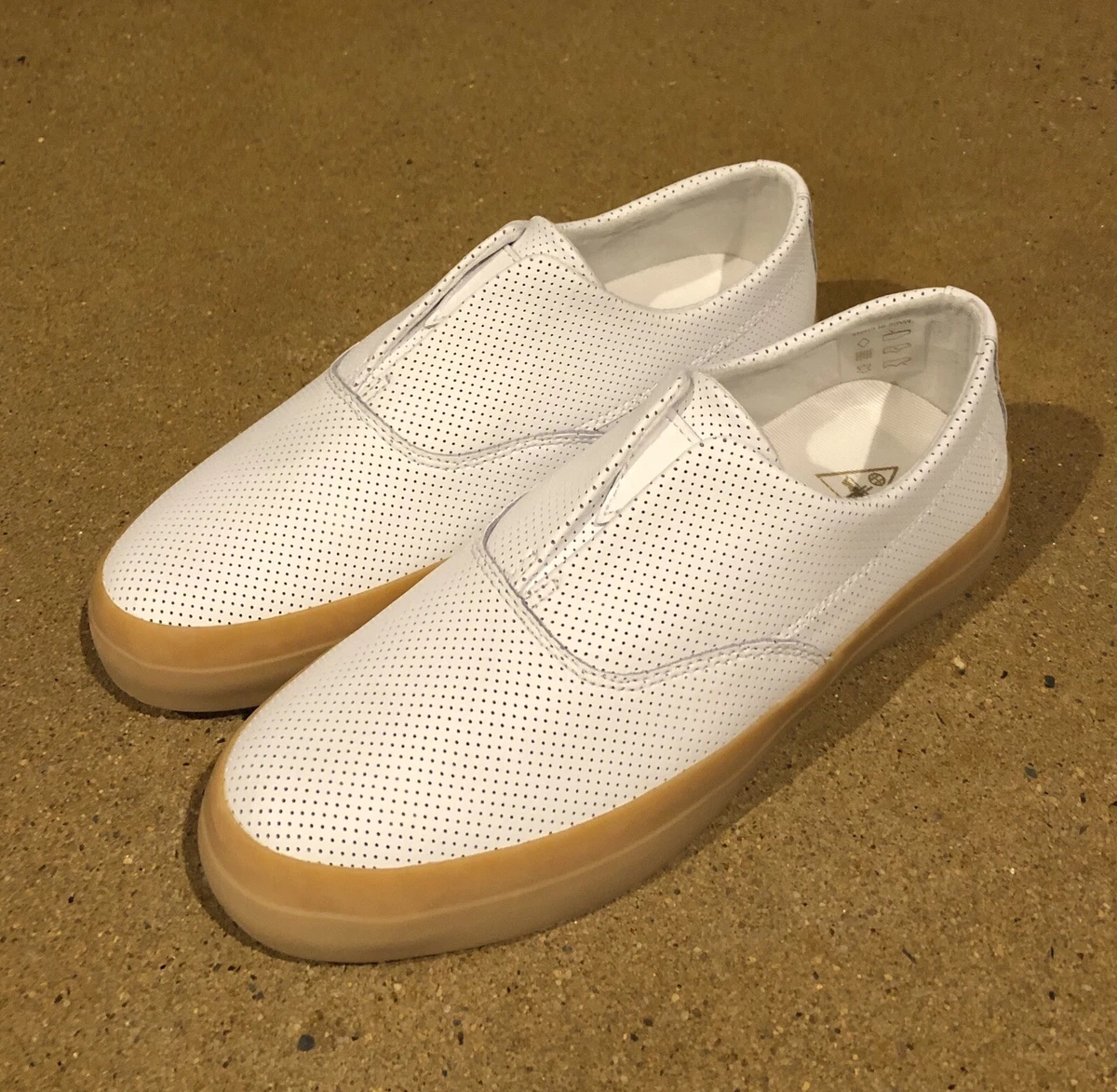 HUF Dylan Slip On White Perf Size 5 Skateboarding Shoes Sneakers Rieder🌹 | eBay