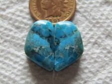 2 Kingman Pyrite Turquoise Cabochons 19 carats Arizona Cabs Matching Set Block