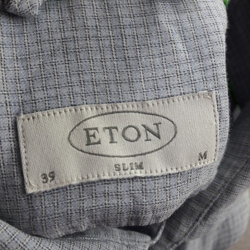 Eton Mens Shirt Medium M 15.5 39 Blue Button Up Collared Slim Fit Cotton Casual - Picture 9 of 11