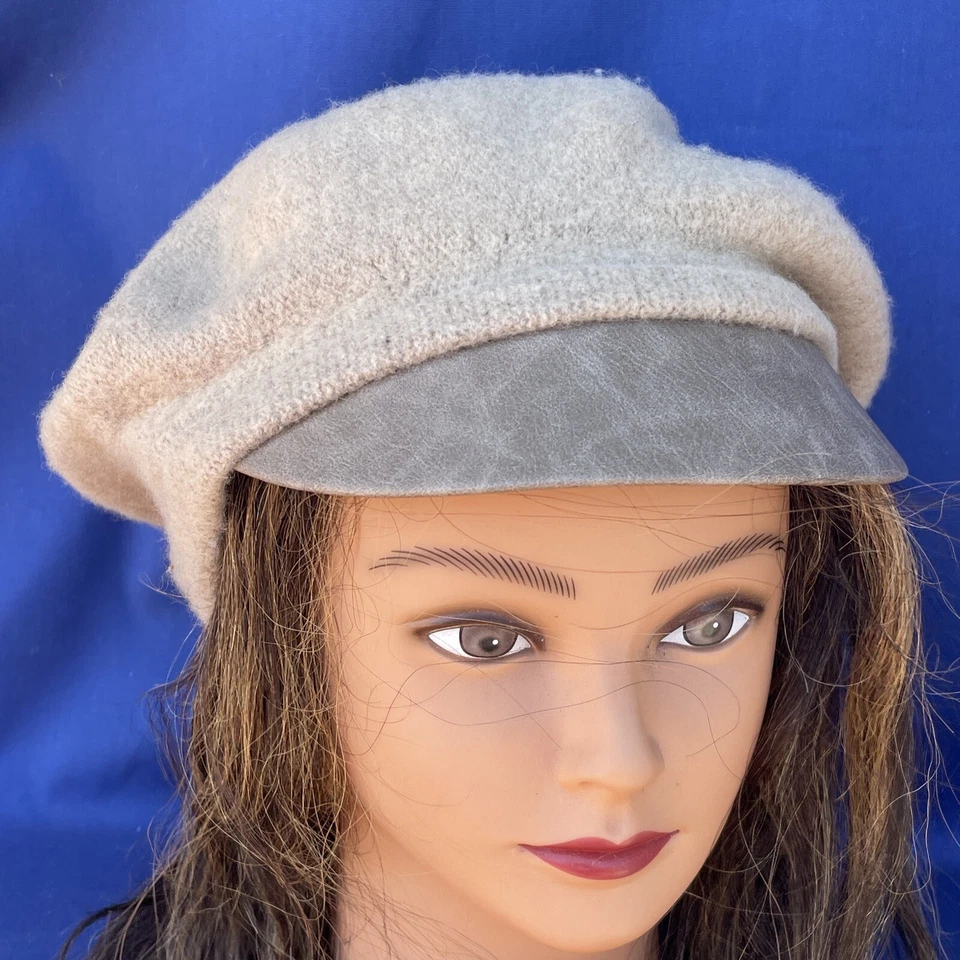 NINE WEST 100% Wool Cabbie Fedora Two Tone Camel STYLISH Hat Cap OSFM ❤️blt15m - Image 3 of 4