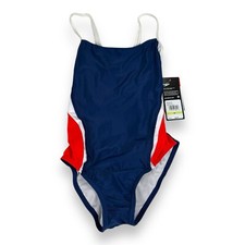 Speedo Women s ProLT Relay Back One-Piece Swimsuit Red/White/Blue Splice Size 30
