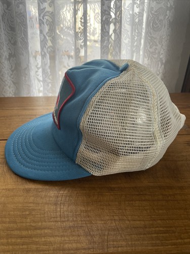 Vintage Blue Four Seasons Trucker Hat Adjustable Snapback Ball Cap Patch USA - Picture 2 of 14