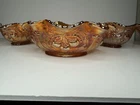 Vintage Dugan Marigold Carnival Glass Wreathed Cherry Berry Bowl READ All 3