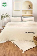 100 Turkish Cotton Muslin Blanket, 4 Layers Bedspread, Muslin Bed Cover, Ivory