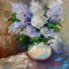 Original Art Lilac Painting Dream-art still life with lilacs in a vase artwork