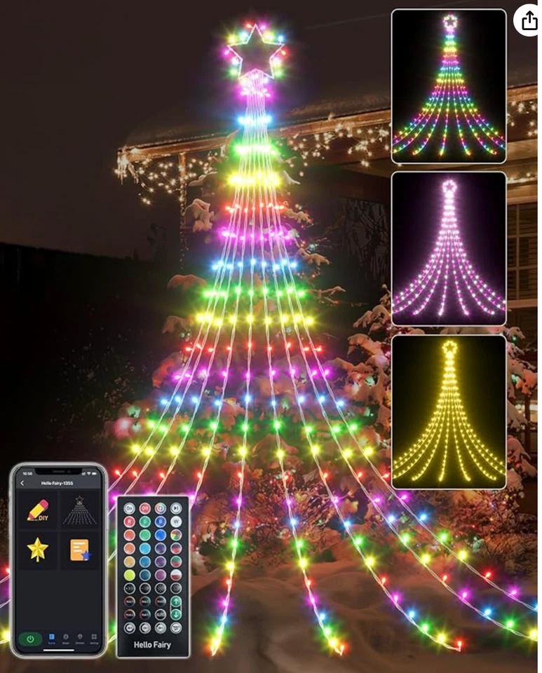 11,8 pies*9 Tiras LED Inteligentes Show Árbol de Navidad Exterior Hogar Patio Decoración Multicolor Foto 3 de 4