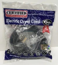 Certified Appliance Accessories 6ft Electric Dryer Cord 90-2024 4 Wire 30 Amp 