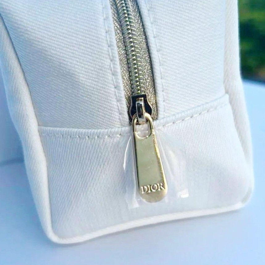 Dior Beauty Original Square Pouch Denim White x Gold Logo Dior Beauty Original Square Pouch Denim White x Gold Logo