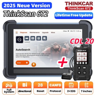 ThinkScan 672 KFZ OBD2 Diagnosegerät ALLE System Auto Scanner 28 Reset CANFD DE