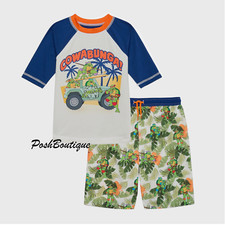 Teenage Mutant Ninja Turtles Swimsuit Rashguard Trunk Swim Set Boys 4 5 6 7 8 10