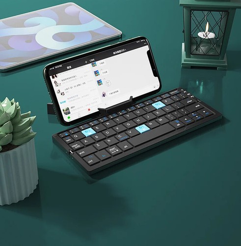 Mini Folding Bluetooth Keyboard Wireless Keypad Support3 Devices With Stand - Picture 7 of 23