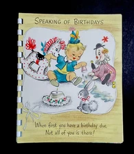 Hallmark Birthday Party Spiral-Bound 16-Page Greeting Card Vintage 1950s RARE