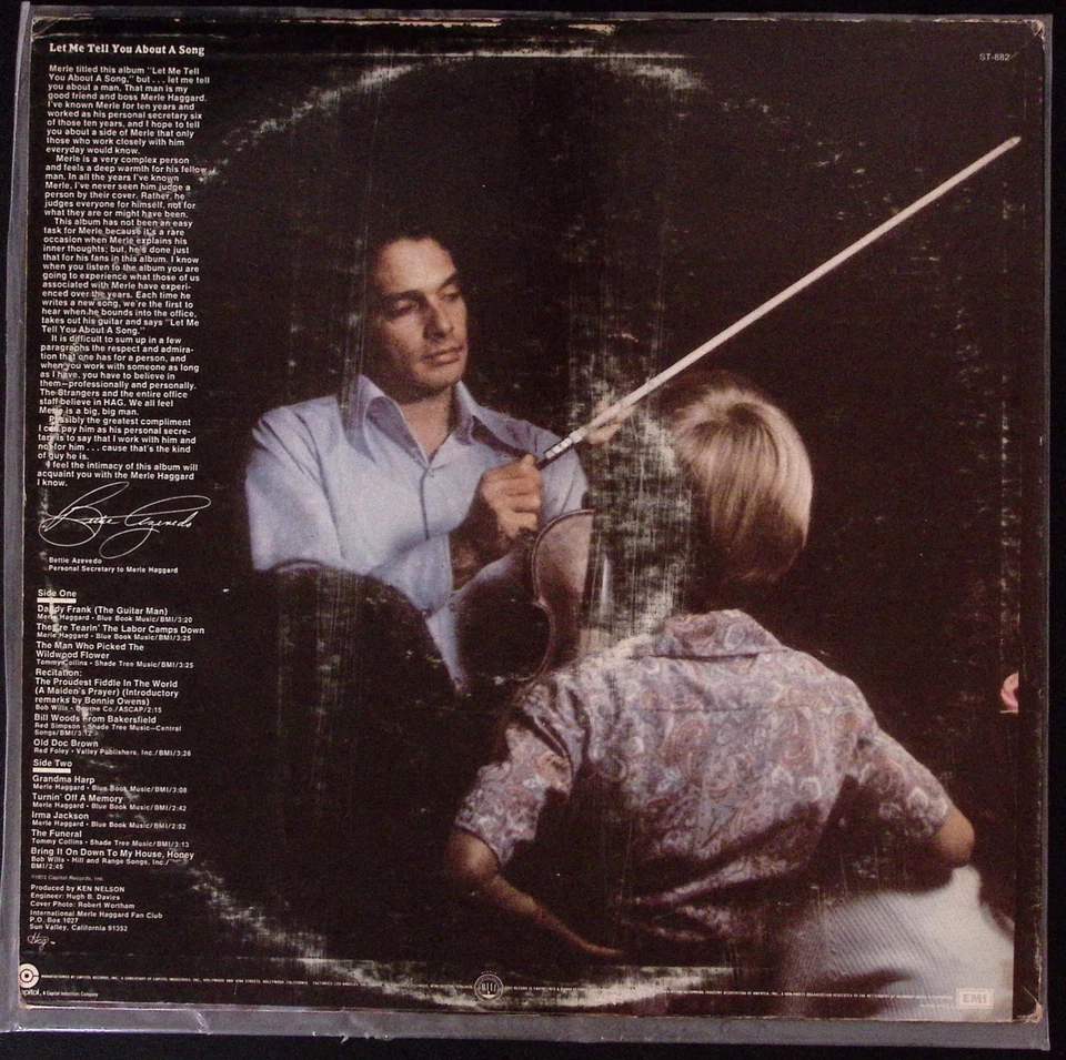 MERLE HAGGARD LET ME TELL YOU ABOUT A SONG CAPITOL RECORDS  VINYL LP  169-27 - Image 2 of 4
