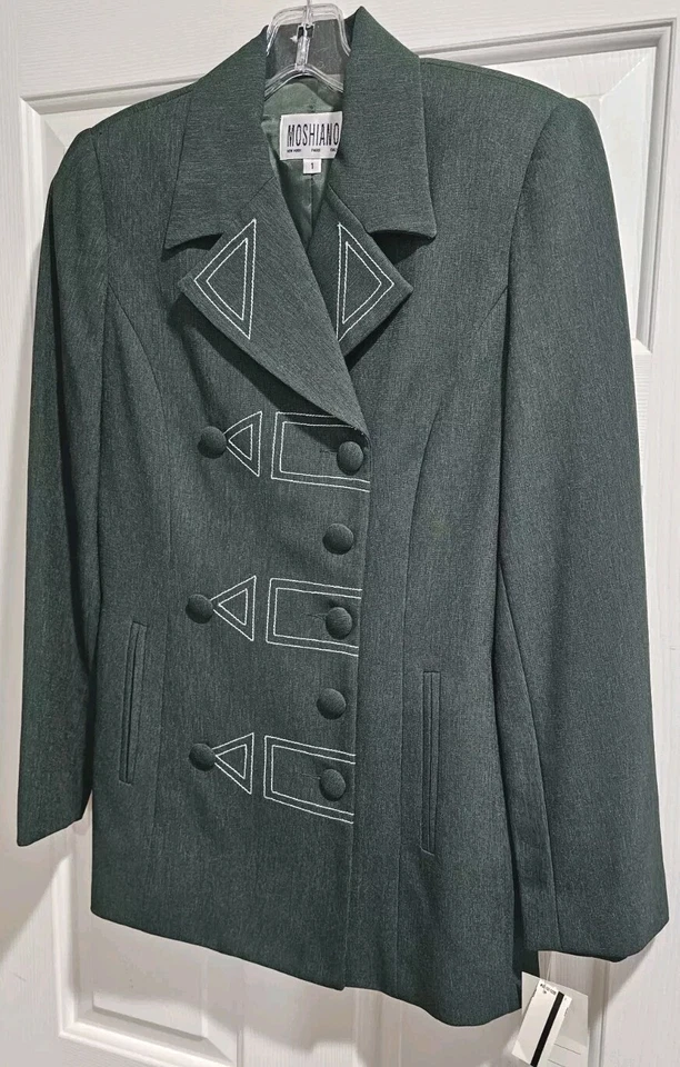 НОВЫЙ БЕЗ ЯРЛЫКОВ MOSHIANO ДАМЫ БРЮКИ КОСТЮМ (BLAZER) SZ 1 ОХОТНИК ЗЕЛЕНЫЙ 100% МИКРОФИБРЫ ИЗЯЩНЫЙ! - Изображение 2 из 4