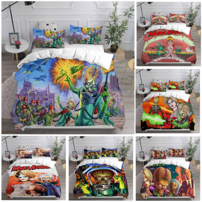 Cosplay Mars Attacks 3D Bettbezug Bettwäsche Set Kissenbezug Quilt Single Size