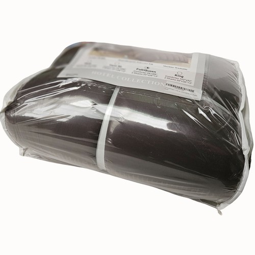 Hotel Collection Down Alternative Comforter Set 3 PCS Solid Brown Full/Queen New - Picture 8 of 9