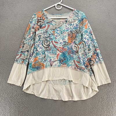 CMC Color Me Cotton Top Womens Medium Colorful Layered Art to Wear USA Made