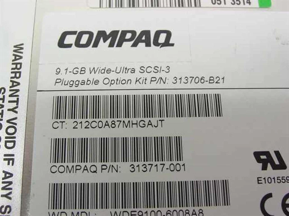 Compaq 313717-001 9.1GB 3.5" SCSI Hard Drive 7200 RPM 80 Pin - WDE91 - Image 3 of 3