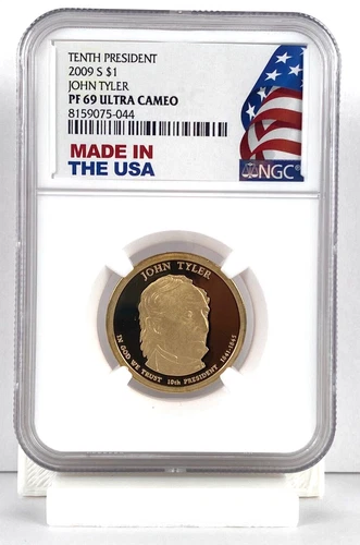 2009 S John Tyler - 10th President $1 Dollar - NGC PF69 Ultra Cameo Made in USA