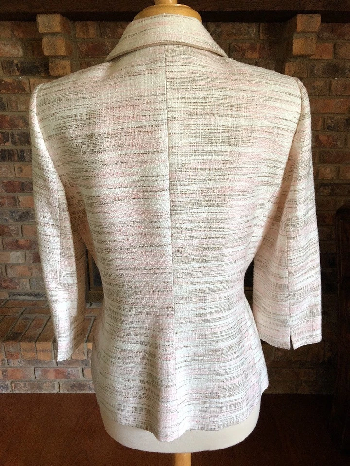 Alex Marie Women Blazer Sz 8 White/pink/gray 3/4 Sleeves - Image 4 of 4