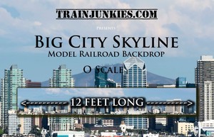 Train Junkies HO Scale /"Big City 4/" Model Railroad Backdrop 18/"x120/"