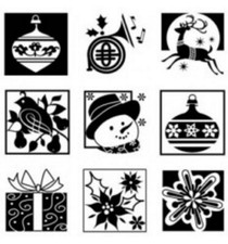 Inkadinkado Cling Rubber Stamp Set Holiday Inchie Squares Tiles Winter Theme